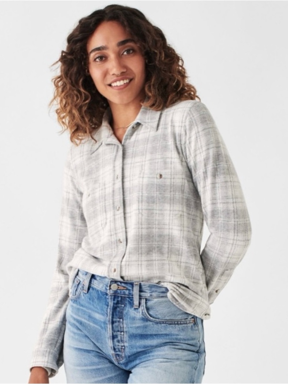 Faherty Legend Sweater Shirt in a "Winter Clouds Plaid” Womens